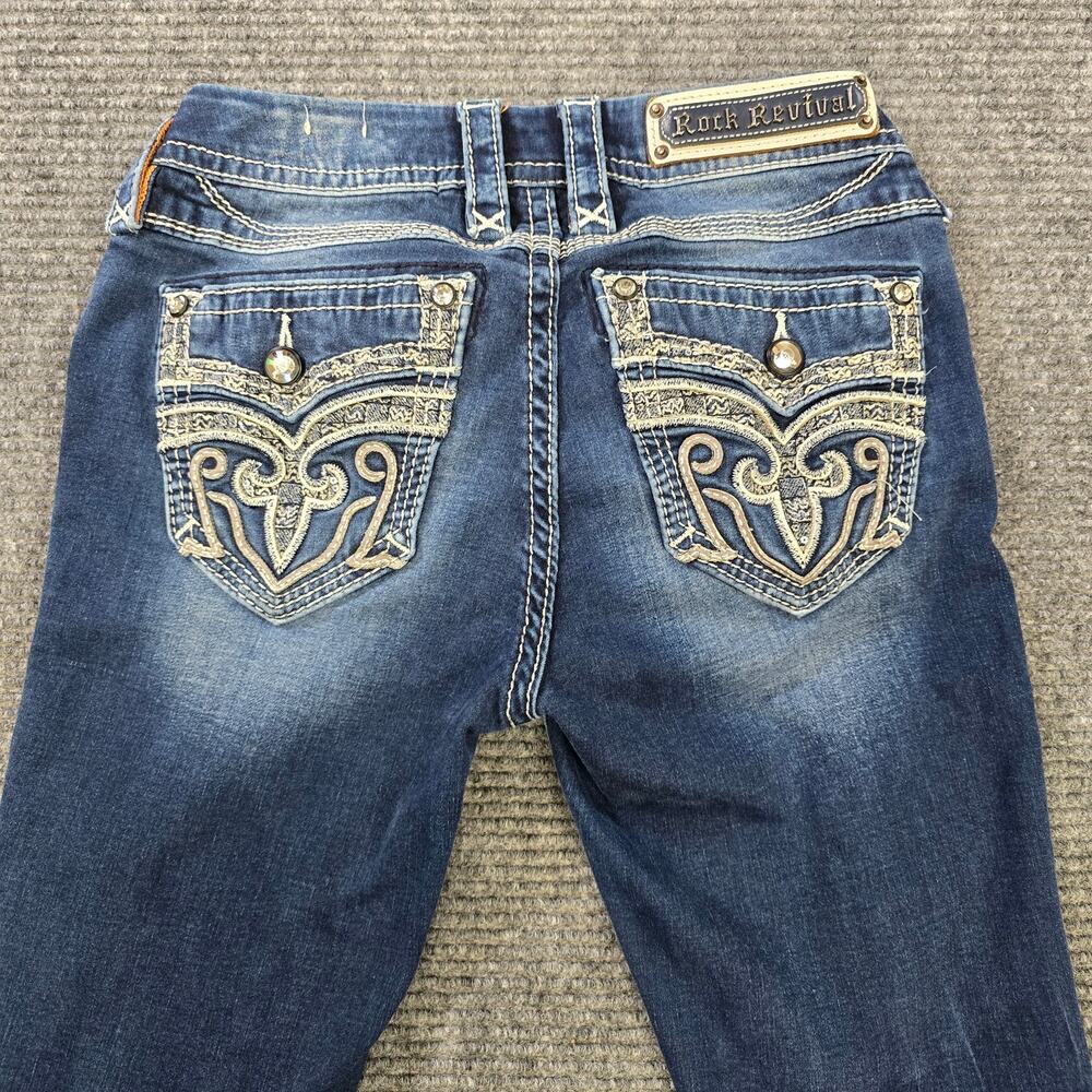 Rock Revival Jeans Womens 26 Blue Mid Rise Bootcut Embellished Tali